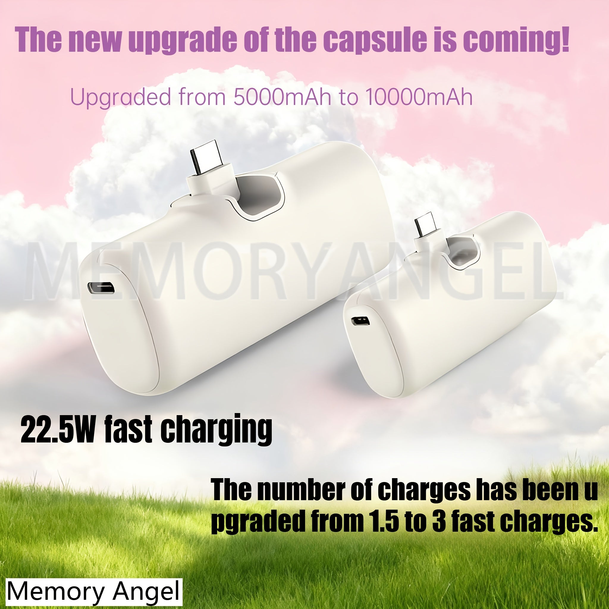 22.5W Fast Charging, 5000/10000mAh Mini Portable Charger, 5000mAh Optional 1/2/4pcs USB-C Power Bank With Charging Station Specification, Universal Compatibility, Dual Power Mode, Rechargeable...
