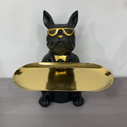 [Cute French Bulldog] Cute 1pc French Bulldog Resin Statue with Tray | Ideal for Keys, Home Decor, and More - Perfect for Living Room, Bedroom, Office, Ideal Father's Day Gift