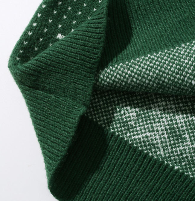 Autumn and Winter Round Neck Christmas Print Sweater