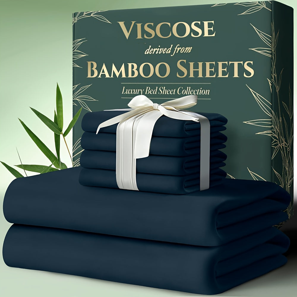 6pcs Bamboo Cooling Bed Sheets Sets Queen Size