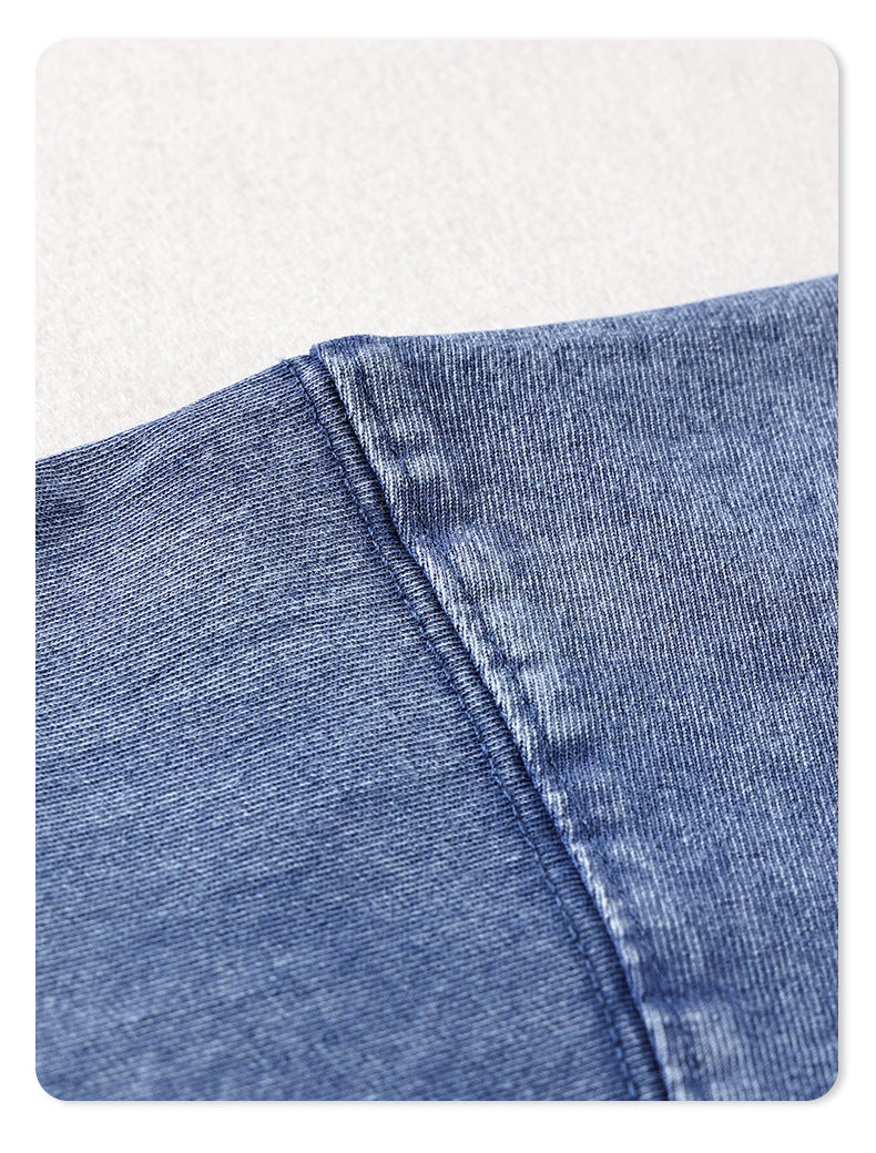 Solid Blank Ribbed Sleeve T Shirt