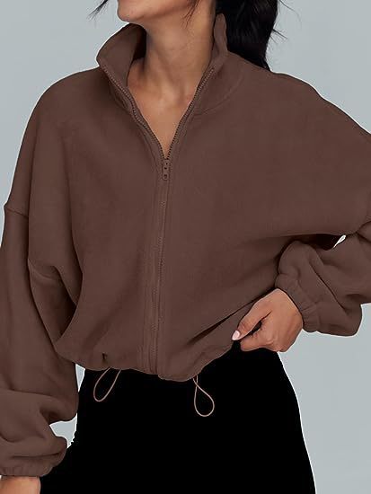 Women's Cozy Fleece Stand Collar Zipper Sports Jacket