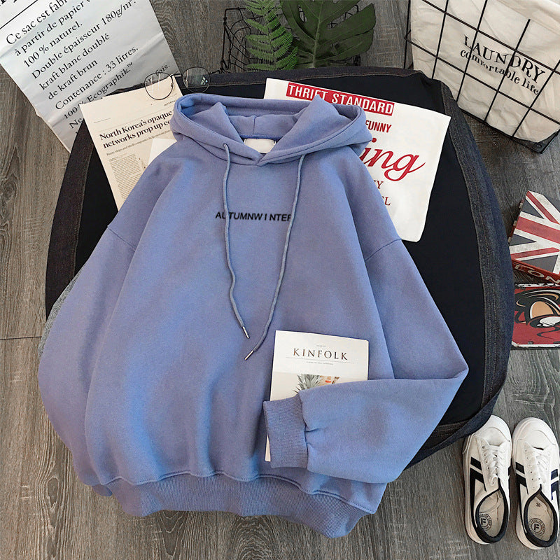 Korean Style Casual Long Sleeve Hooded Sweatshirt