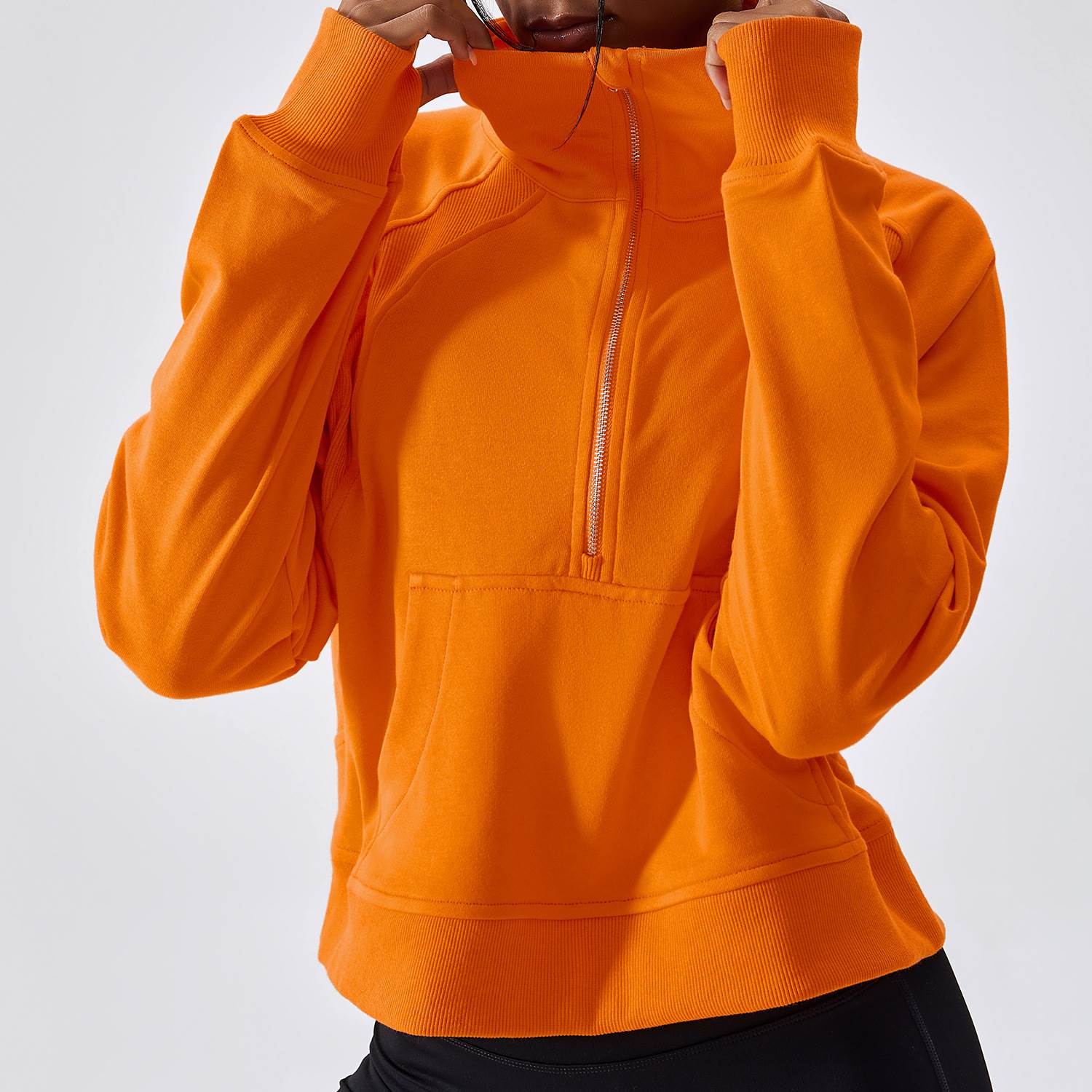 Women's Half-Zip Cotton Pullover Long-Sleeve Jacket