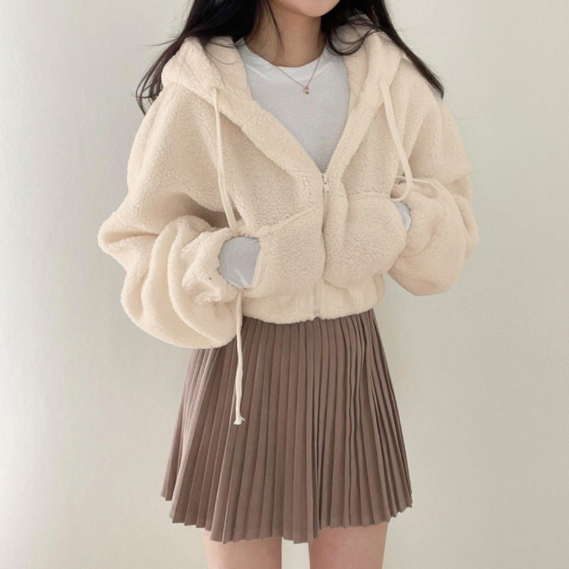 Academy Retro Solid Lamb Wool Casual Jacket Top