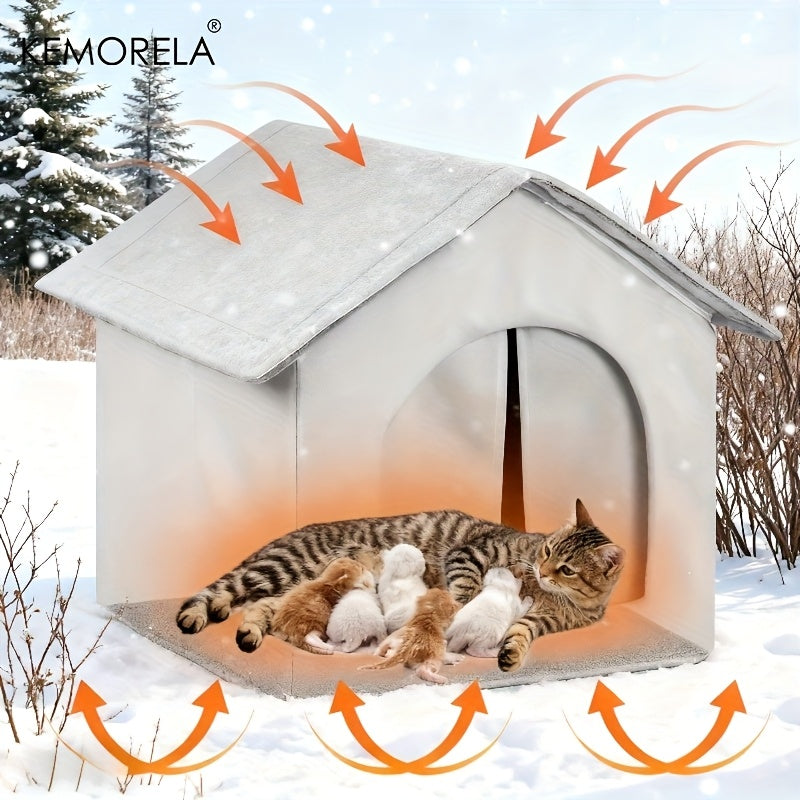 Kemorela All-Weather Outdoor Cat House & Dog Kennel - All-Season Insulated Pet Shelter With Plush Oxford Fabric Roof, Easy Assembly, Spacious Cage-Like Design For Cats, Small/Medium/Large Dogs, Rab...