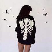Dark Retro Skull Print Long Sleeve Sweatshirt
