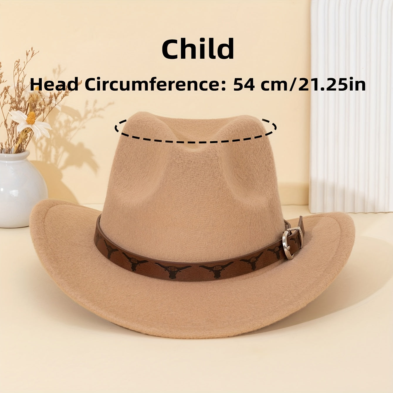 Brown Leather Western Cowboy Hat with Bull Print