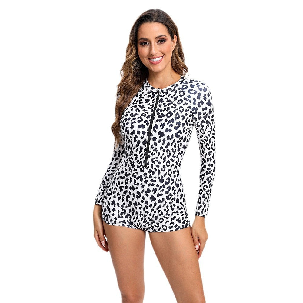 Women's Leopard Print Long Sleeve Surfing Wetsuit