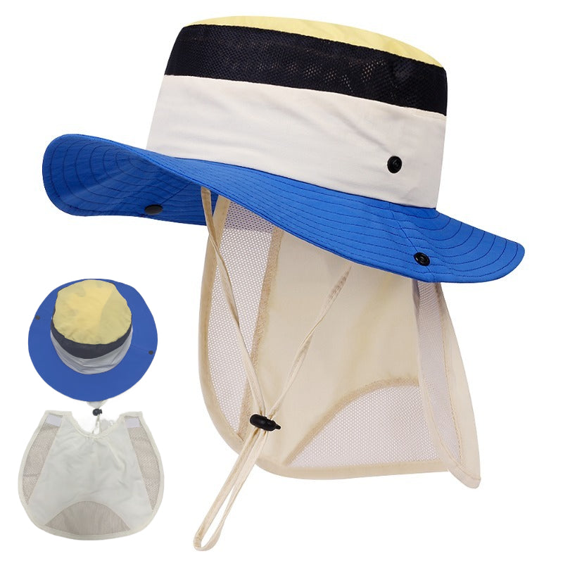 Toddler Sun Hat with Patchwork Design and Detachable Shawl