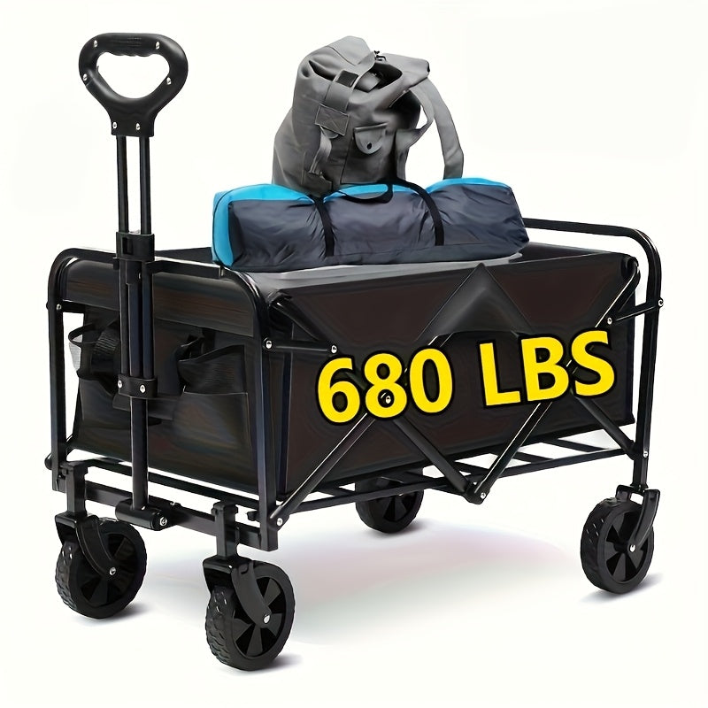 Heavy Duty Folding Utility Cart, All‑Terrain, 220 lb / 450 lb / 680 lb Capacity, Black