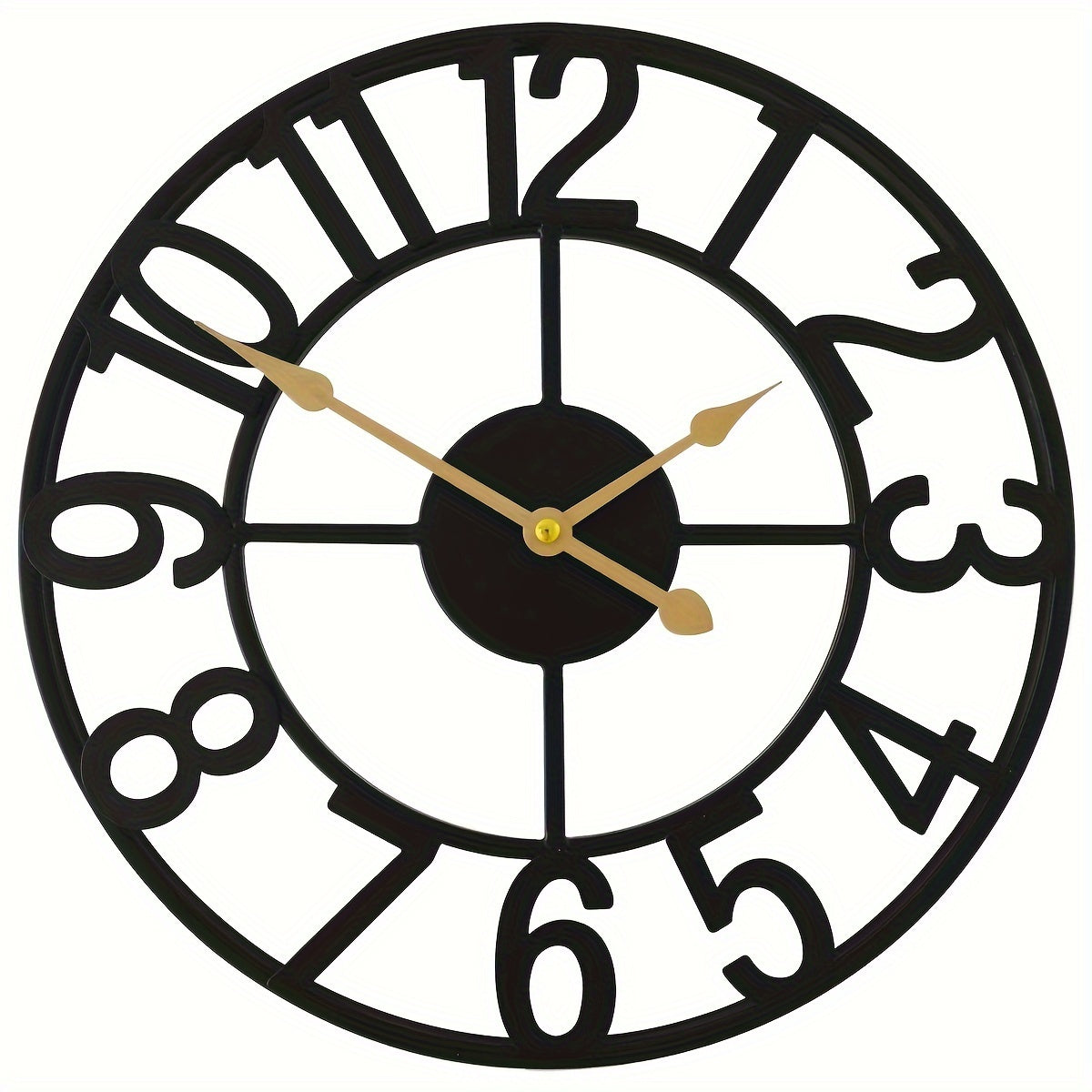 Modern Metal Wall Clock Home Decor Clocks for Living Room Kitchen Bathroom, Wrought Iron Decorative Clock with Large Numerals, Silent Timepiece Walls Art Interior Decoration