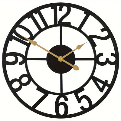 Modern Metal Wall Clock Home Decor Clocks for Living Room Kitchen Bathroom, Wrought Iron Decorative Clock with Large Numerals, Silent Timepiece Walls Art Interior Decoration