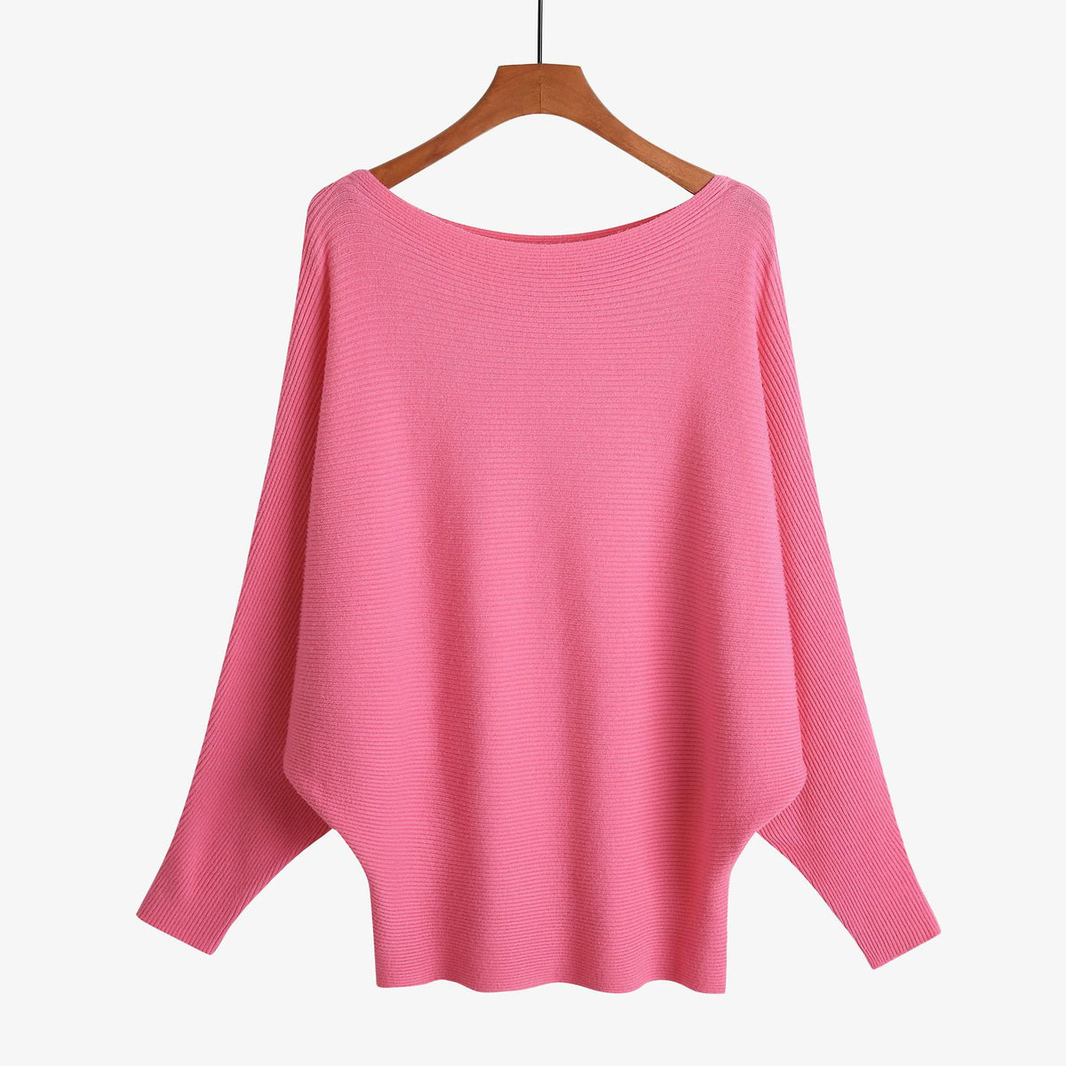 Halter-neck Batwing-knit Highly Elastic Laid-back Pullover Top