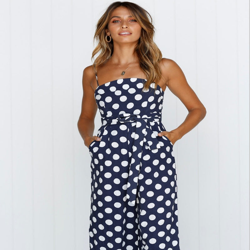 Elegant Polka Dot Wide-Leg Jumpsuit for Women