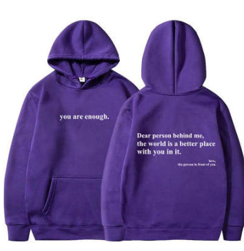 Cozy Fleece-Lined Letter Print Drawstring Hoodie