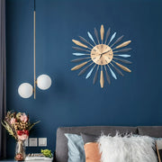 Wall Clock 21 Inch Modern Vintage Large Metal Round Clock Silent Battery Operated Clock For Living Room Bedroom Golden