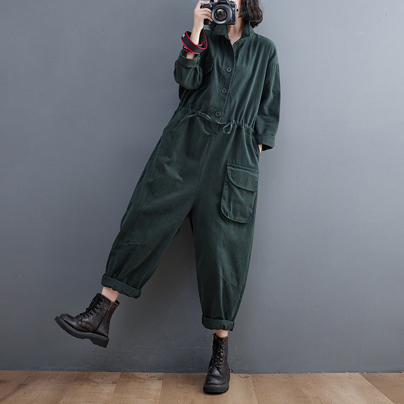Plus Size Retro Loose One-Piece Casual Jumpsuit