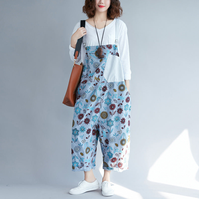 Vintage Washed Japanese Suspender Pants for Women