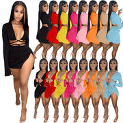 Lace-up Long-sleeved Swimsuit Set for Women