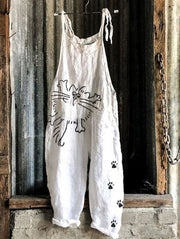 Sweet Christmas Print Vintage Suspender Pants