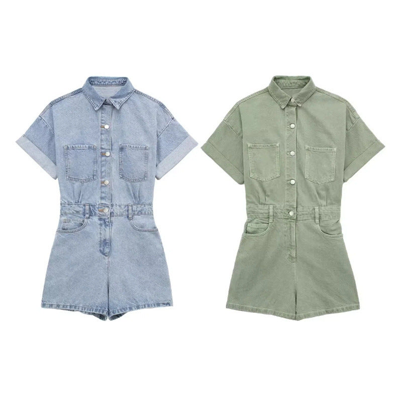 Women's Trendy Pocket Denim Cargo Overalls for Summer