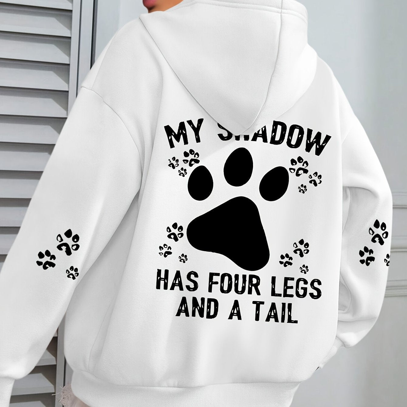 Plus Size Casual Paw Print Long Hoodie