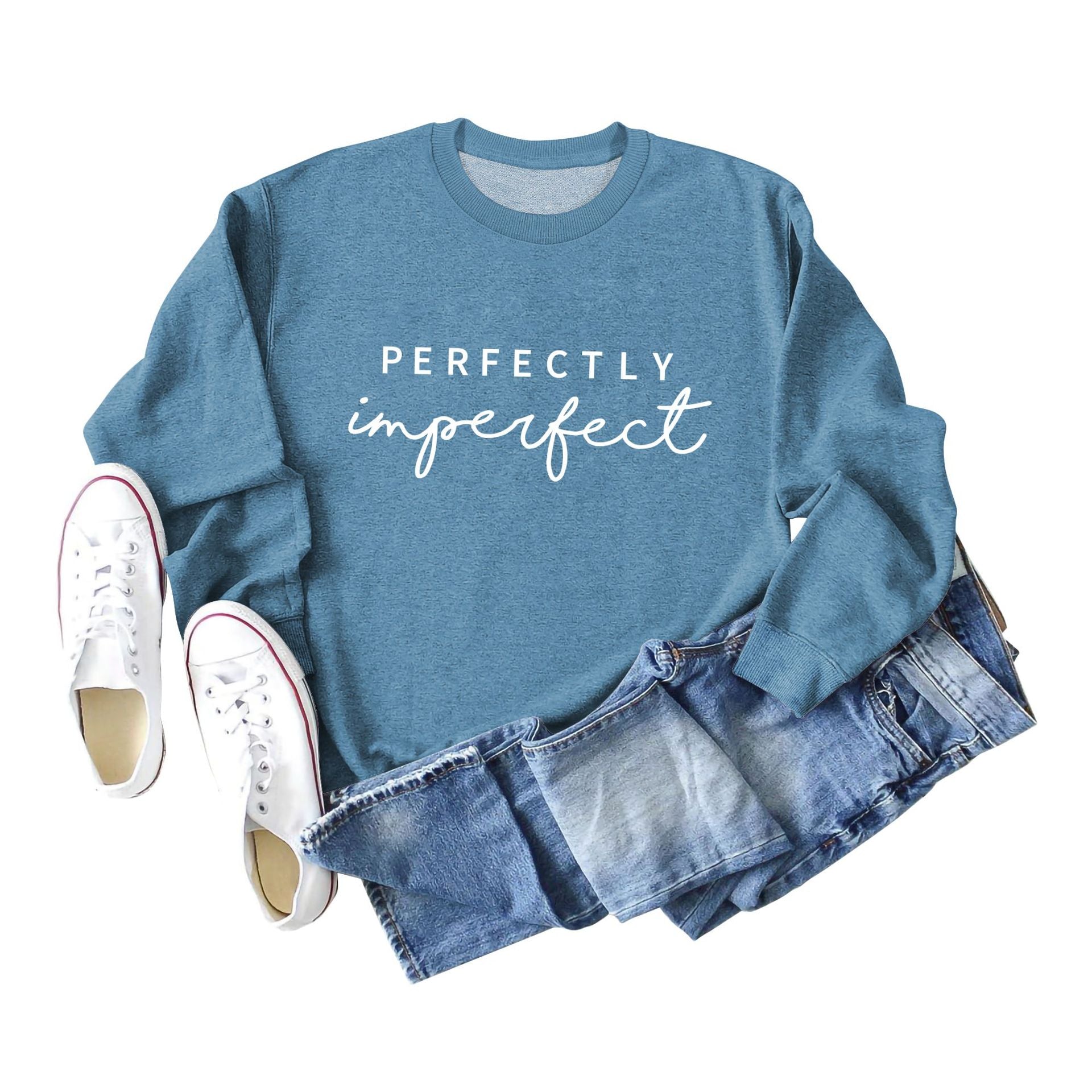 PERFECTLY Imperfect Women's Round Neck Long Sleeve Sweater