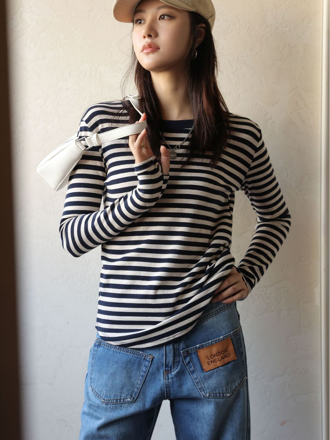 Women's Long Sleeve Striped Crewneck Top