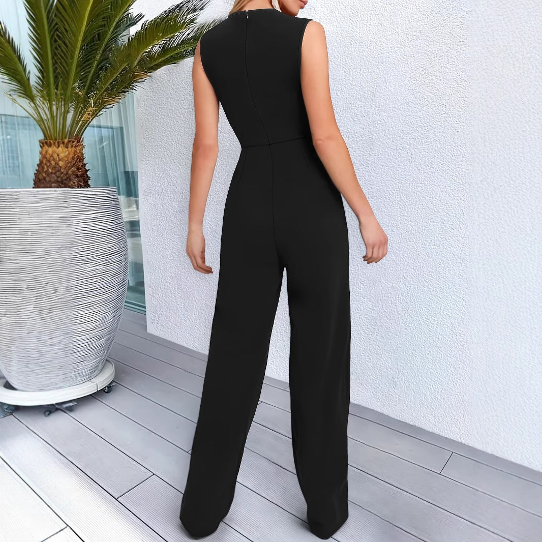 Chic Square-Neck Sleeveless Wide-Leg Jumpsuit