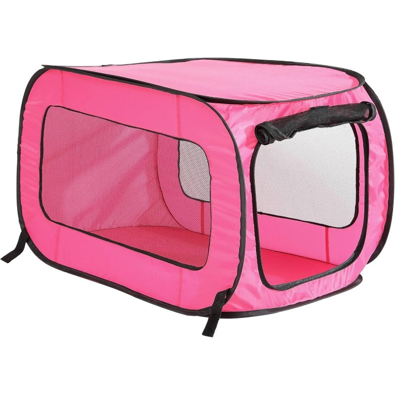 Portable Collapsible Dog Crate Kennel With Removable Top & Front Panels - Heavy-duty Laminated Wood Construction, Spacious 32.5l X 19.5w X 19.5h Travel & Home Crate, Ventilation Mesh & Secure Locking