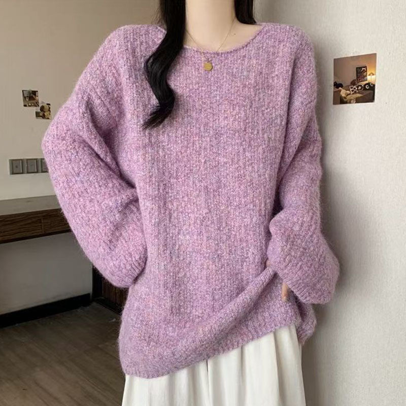 Womens Cozy Versatile Relaxed-fit Pullover Sweater