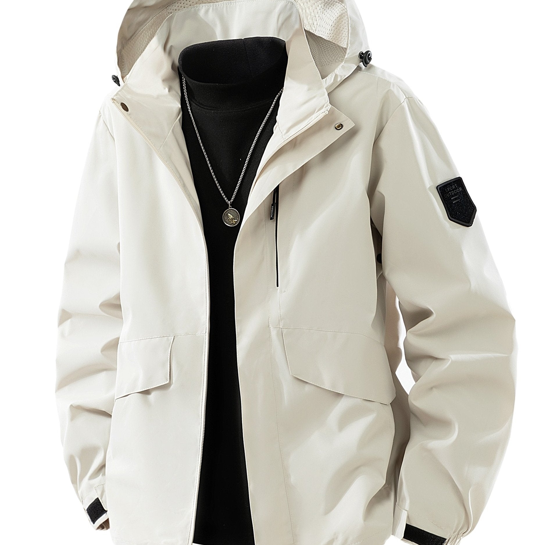 Unisex Detachable Hooded Cargo Jacket with Multi-Pocket Design