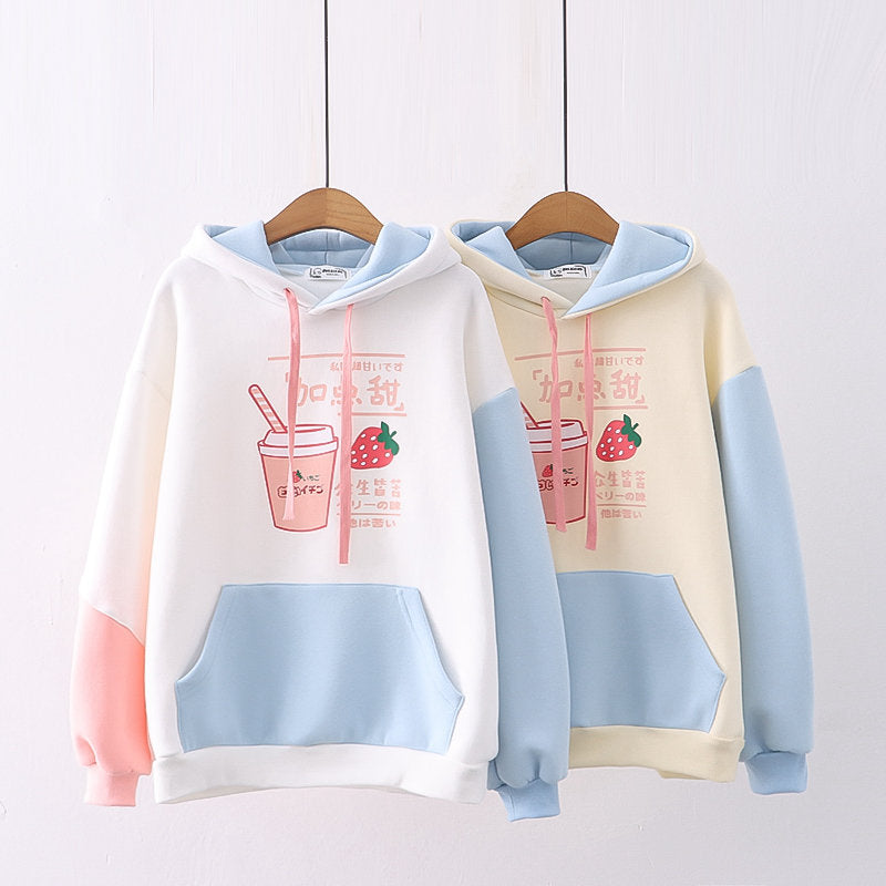 Hooded Student Plus Velvet Warm Sweater Girl