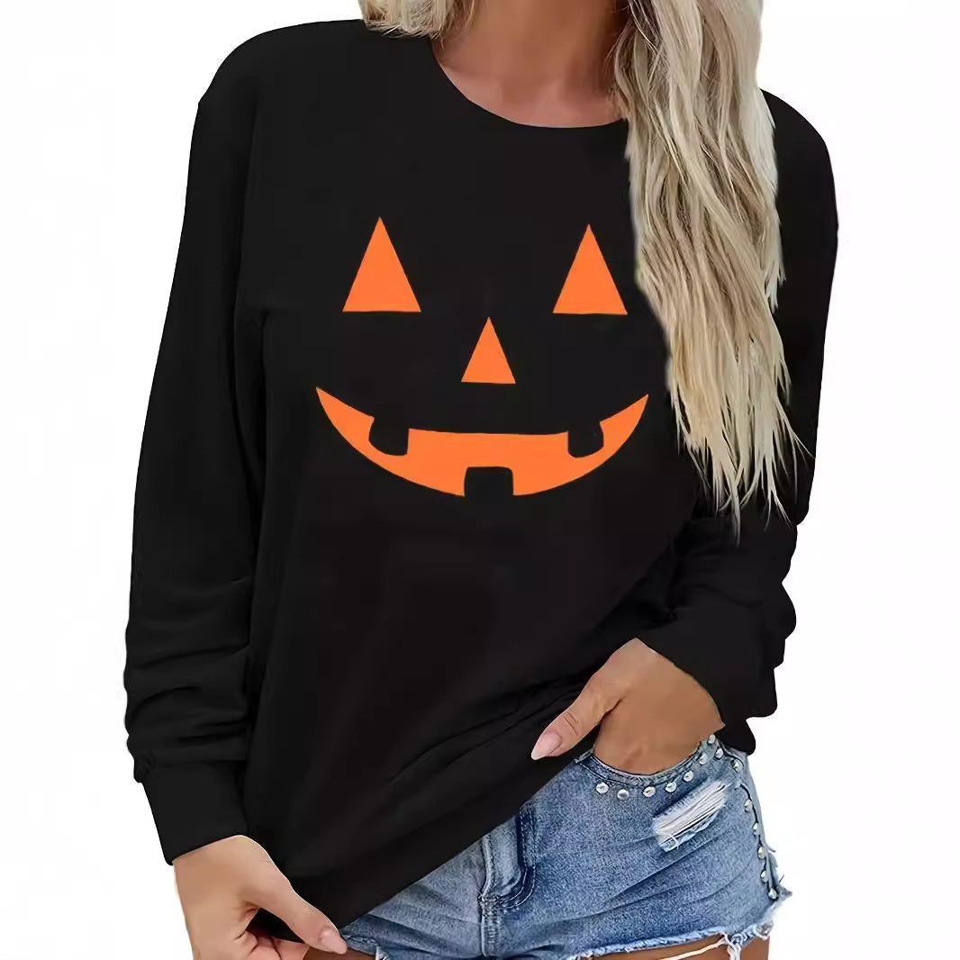 Spooky Pumpkin Halloween Long-Sleeve Graphic Tee