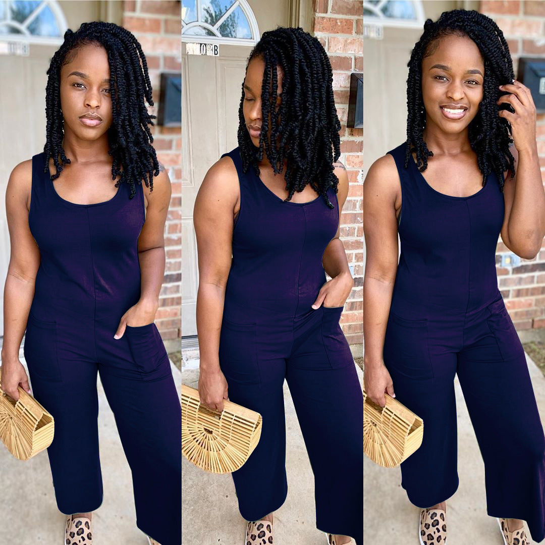 Round Neck Sleeveless Wide Leg Pants One-piece Nightclub Uniforms