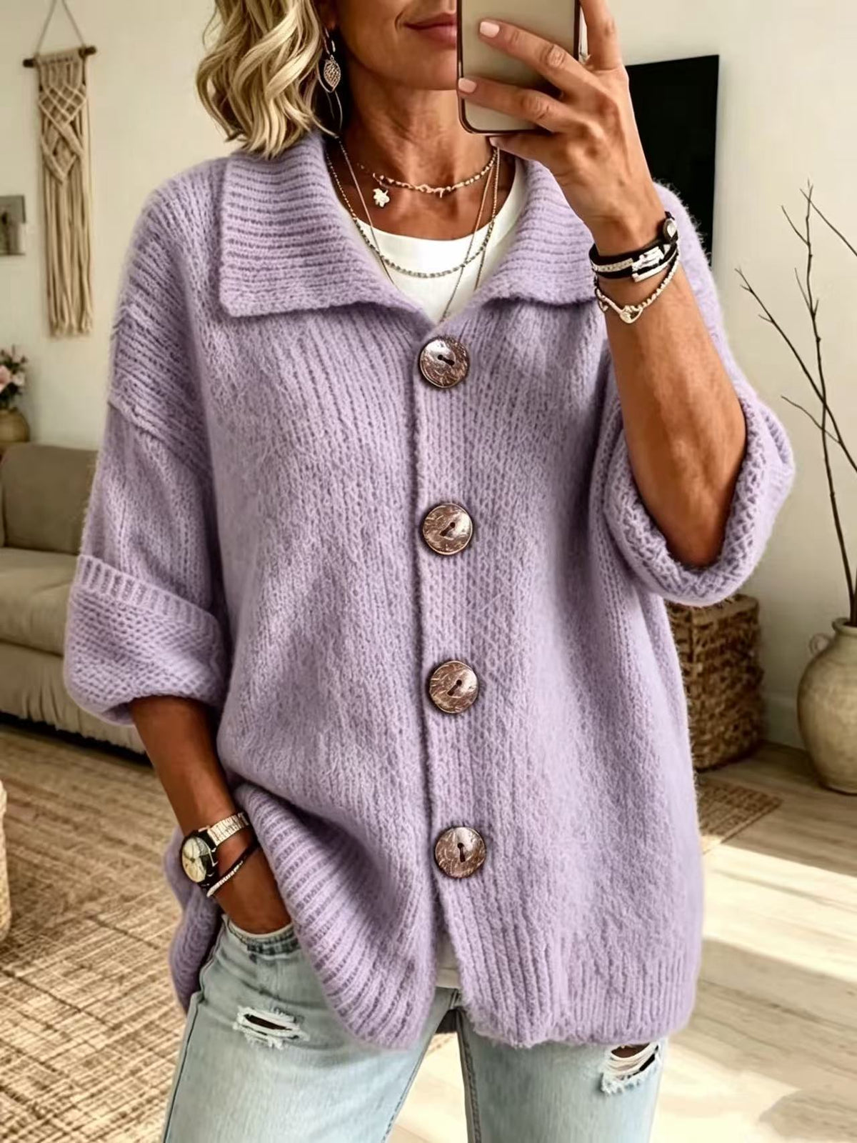Button-down Knitted Sweater Cardigan New Fallwinter Style