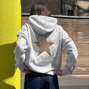 Women's Star Print Loose Hooded Sweatshirt