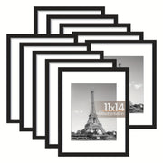 Black 10pcs 11x14 Picture Frame, Display Pictures 8x10 With Mat Or 11x14 Without, Multi Photo Frames Collage For Wall Display, Suitable For Displaying Photos