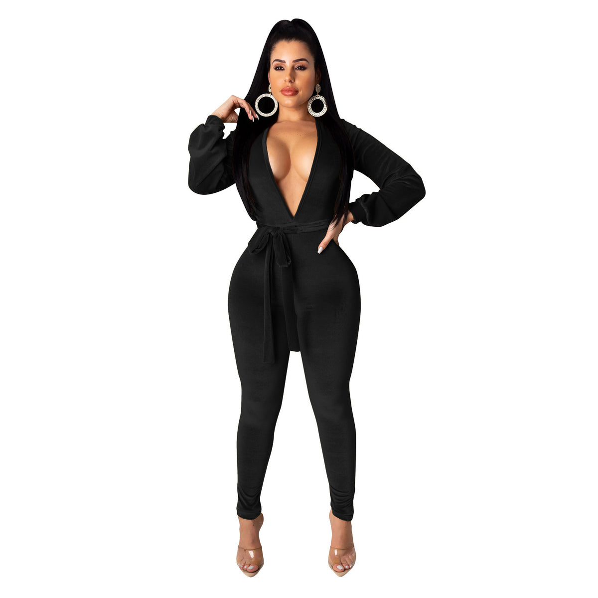 Silver Fox Velvet Solid Color Sexy Jumpsuit