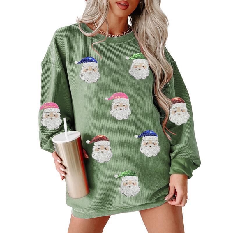 Women's Fashion Print Loose Long Sleeve Sweater