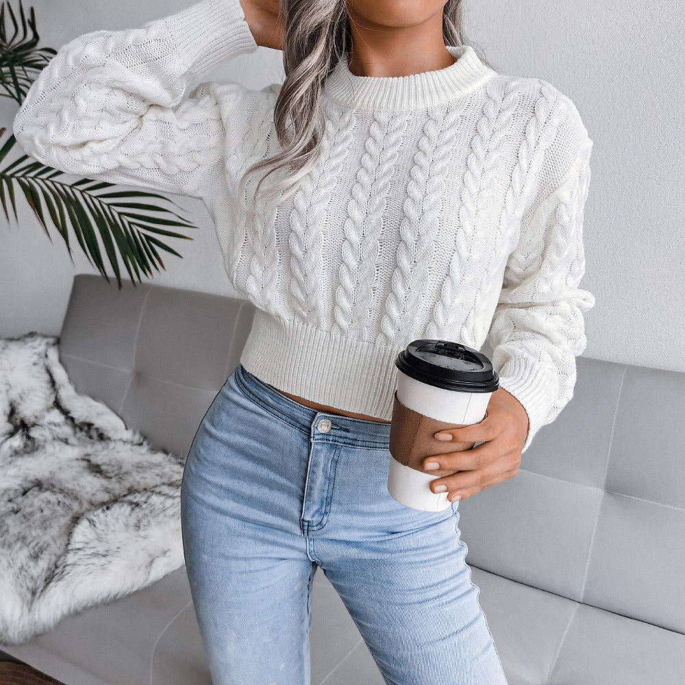 Autumn Sweater Women Knit Crop Top Female Jumper