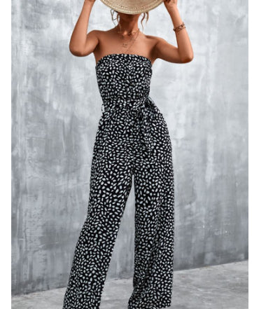 Women's Chic Printed Bandeau Jumpsuit
