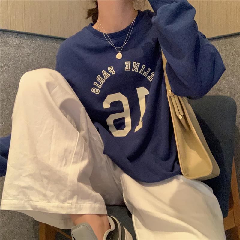 Oversized Letter Print Long Sleeve Women's Pullover Sweater