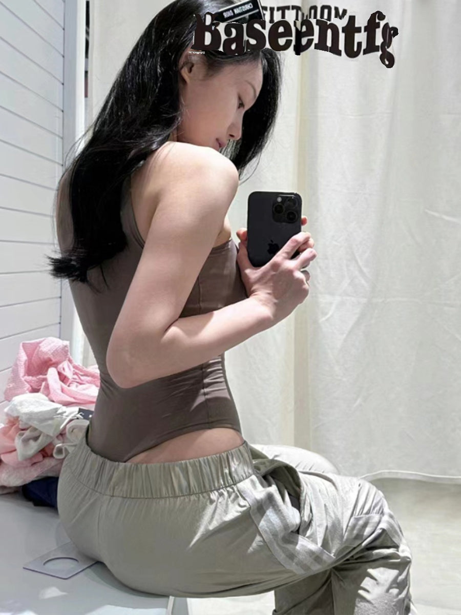 Solid Color Sleeveless Tight High Elastic One-piece Vest For Women