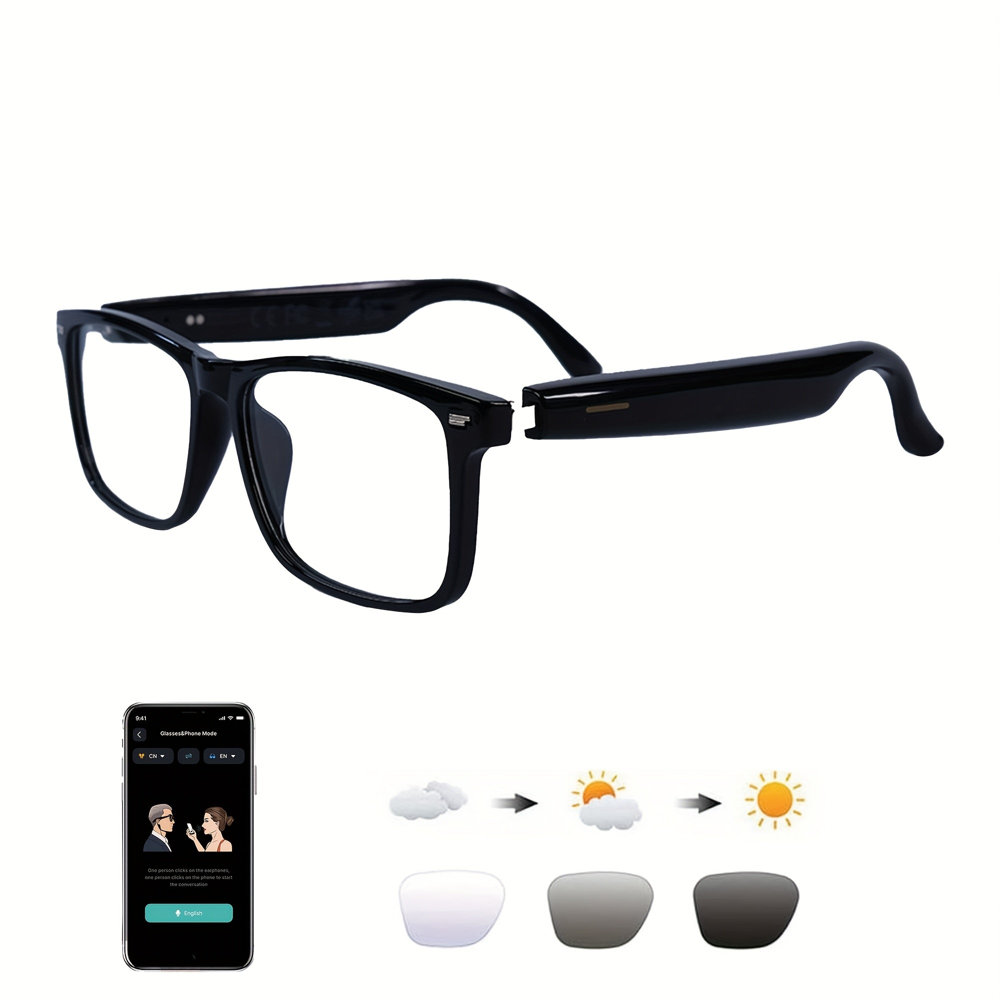 AI Smart Glasses, Smart Glasses with 160+ Languages Real Time Translation Support, Chat GPT System, OICIIDO New Multi-functional Audio Glasses for Men And Women, Built-in Microphone And Speaker...