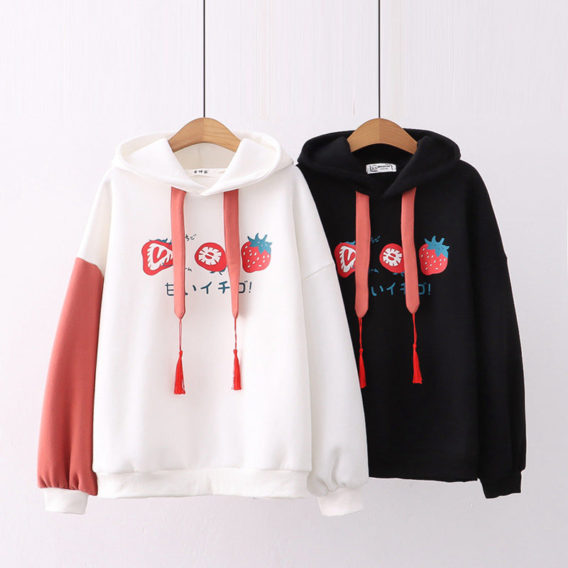 Plush Tassel Hooded Pullover Cozy Thick Sweater