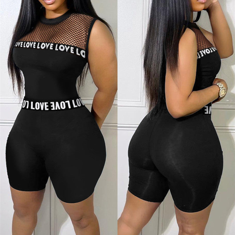 Women's Hollow Sleeveless Tight Romper Jumpsuit
