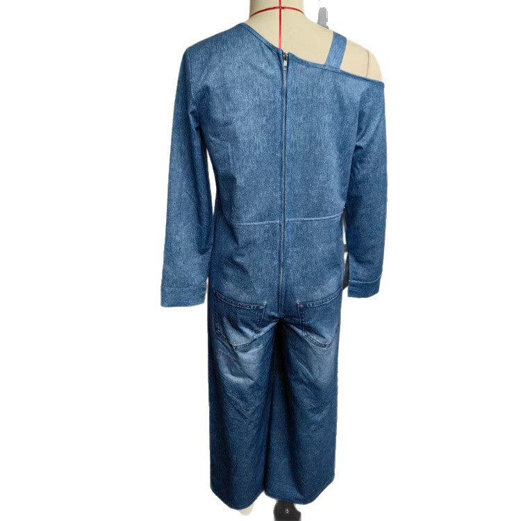 Cowboy One Neck Zipper Pocket Jumpsuit