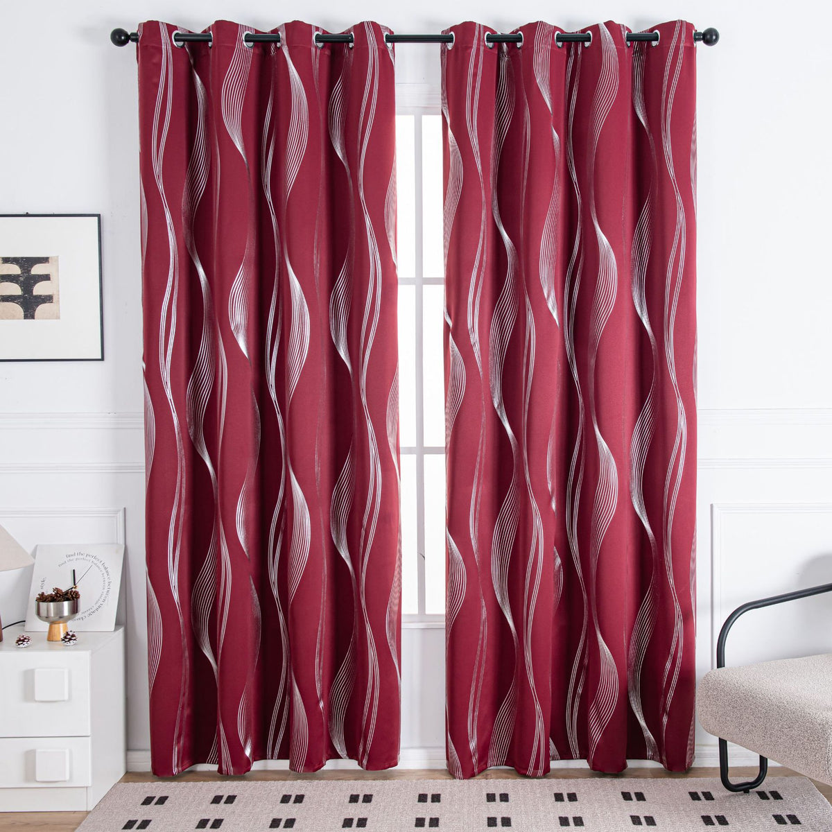 Solid-color Wavy-line Heat-transfer Silver Sun-blocking and Heat-insulating Curtain